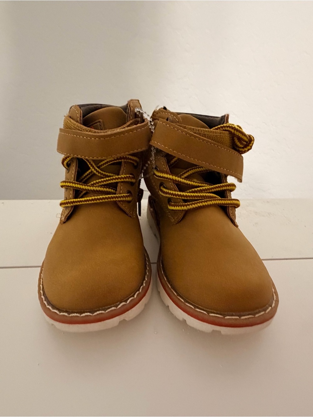 Echo Kids Tan Lace-Up Hook-and-Loop Boots